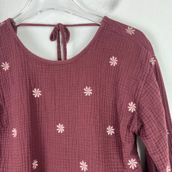 Madewell Embroidered Lightspun Peplum Open-Back Top Size Small S EUC L2775 - Picture 4 of 13